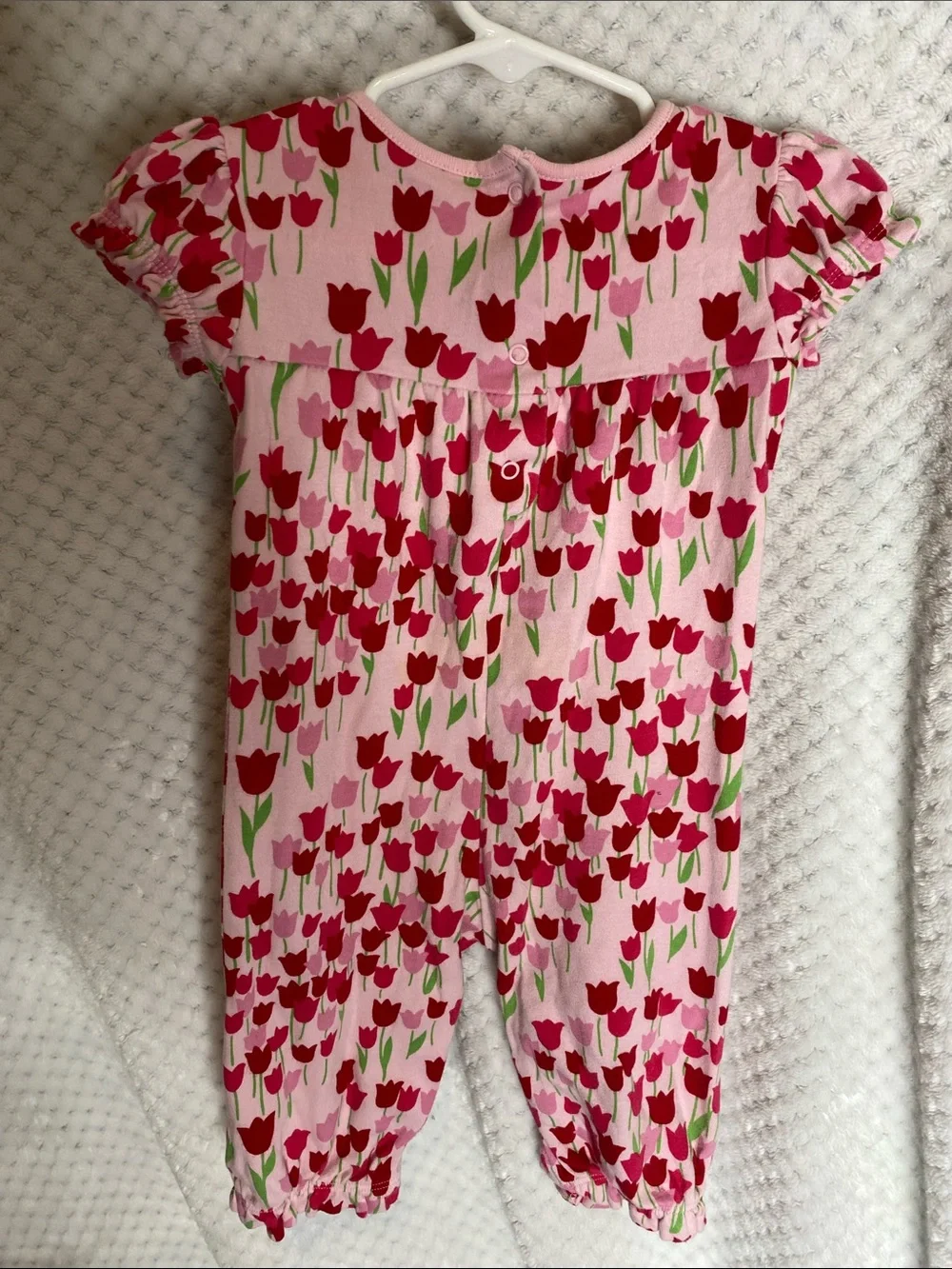 Vintage Gymboree Pink Tulip Print Romper outfit with Bow